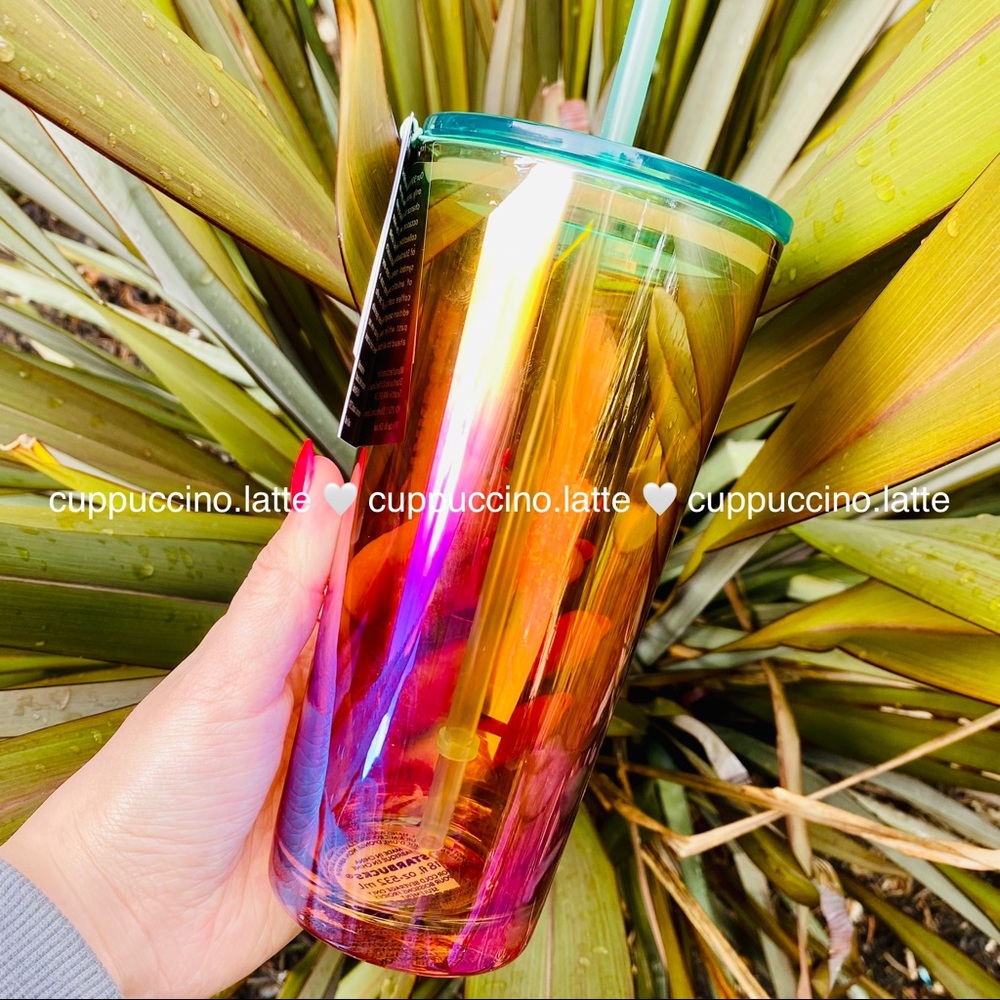 🌈LAST ONE🌈Starbucks Iridescent Oil Slick 50th Anniversary Glass Cold Cup - Picture 3 of 10